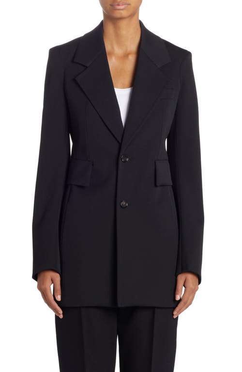 Curved Sleeve Compact Twill Blazer in 1000 Black