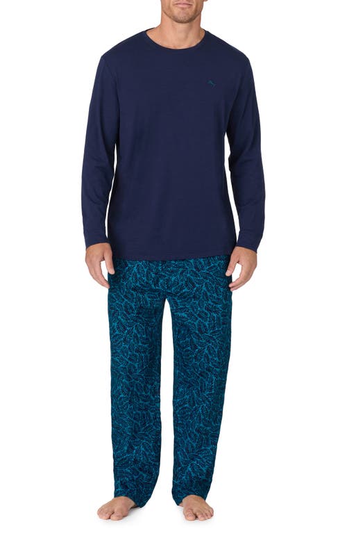 Tommy Bahama Long Sleeve Pajamas in Blue Novel 