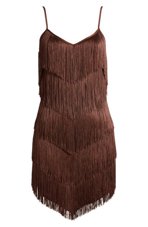 Shop Saylor Twila Fringe Minidress In Chocolate