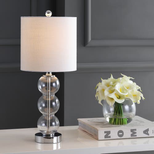Jonathan Y February Glass/metal Led Table Lamp In Clear/chrome