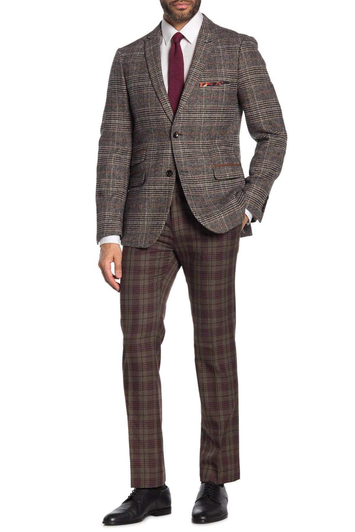 red plaid suit pants