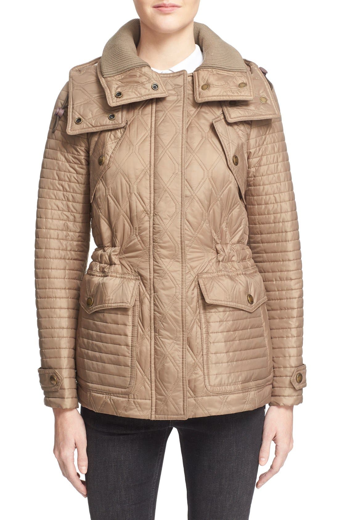 burberry mid length quilted coat