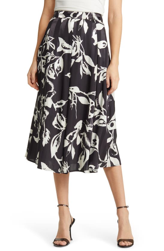Nikki Lund Ryan Floral Midi Skirt In Black