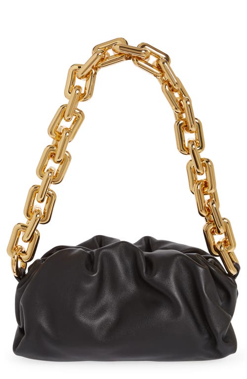 Bottega Veneta Teen Chain Pouch Leather Shoulder Bag in Black Gold