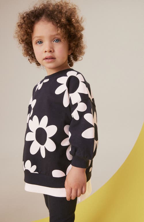 Shop Next Kids' Floral Sweatshirt & Leggings Set In Black