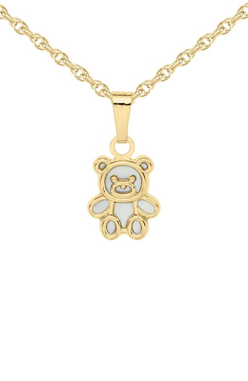 Mignonette 14K Gold & Mother-of-Pearl Teddy Bear Pendant Necklace at Nordstrom
