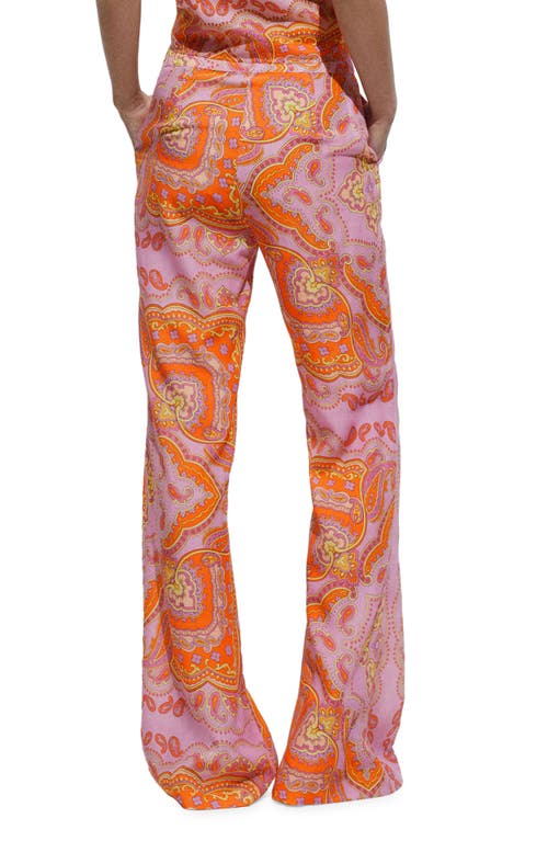 Mango Paisley Flare Pants In Pink