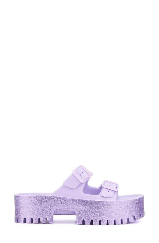 Olivia Miller Sparkles Plaform Slide Sandal In Purple