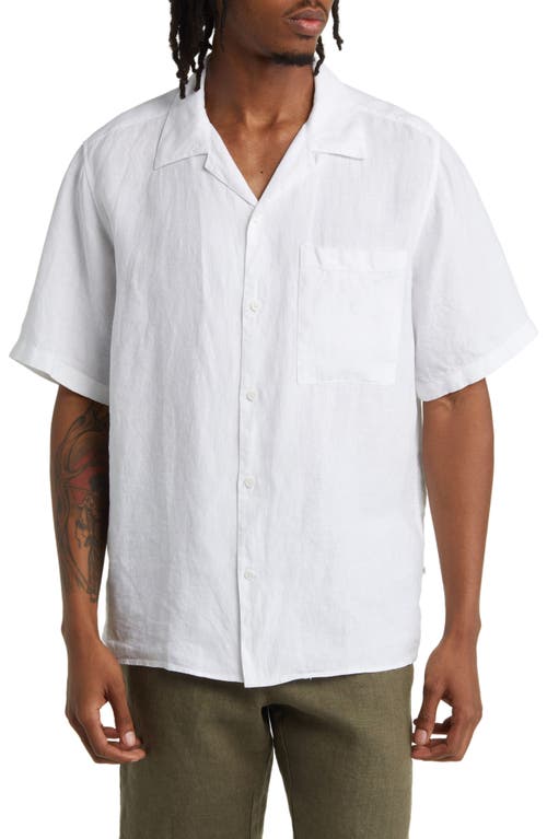 NN07 Julio 5706 Short Sleeve Linen Button-Up Camp Shirt White at Nordstrom,
