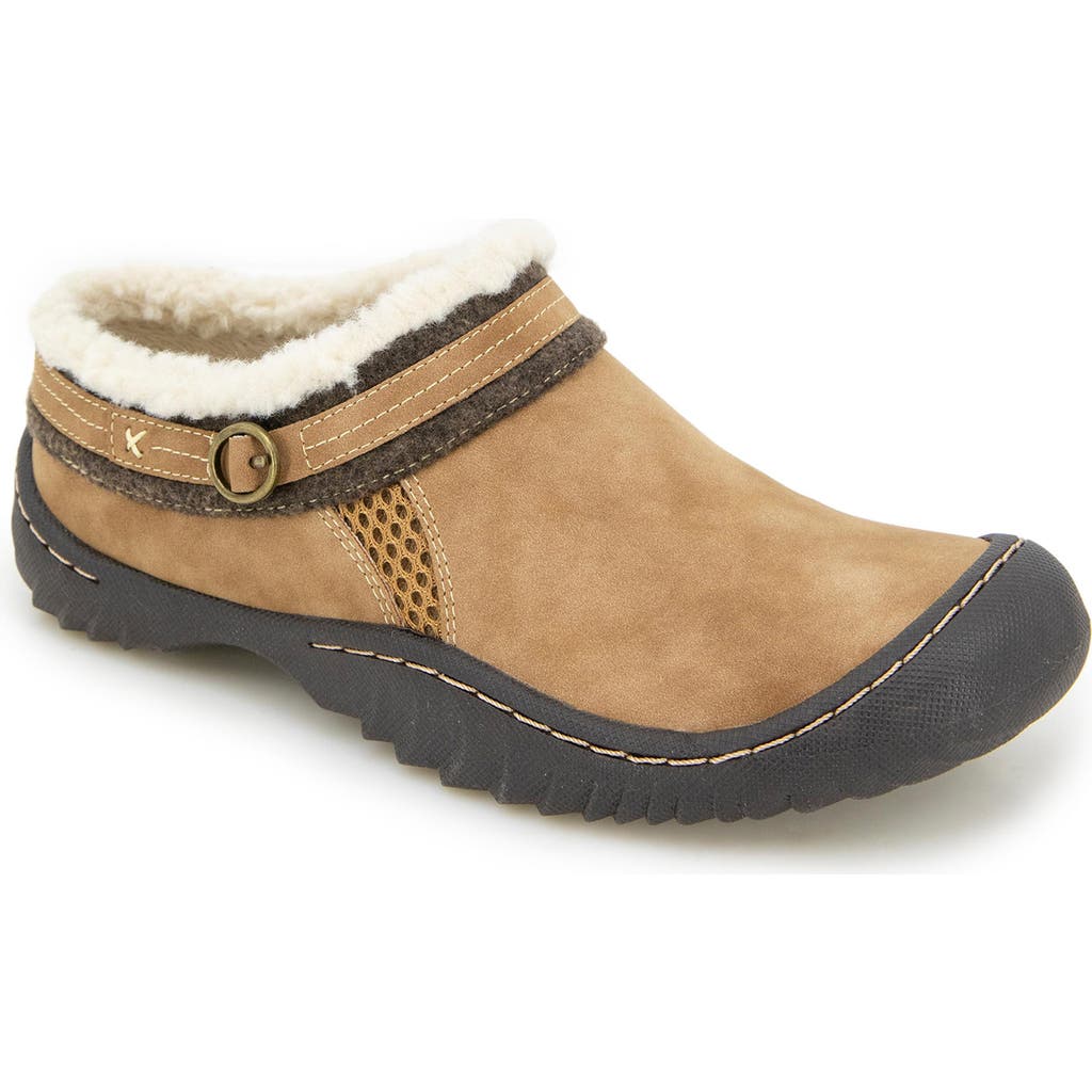 Jbu Ginger Faux Fur Lined Clog In Tan
