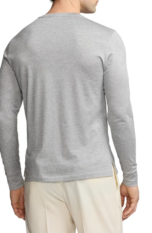 Shop Ralph Lauren Purple Label Long Sleeve Silk & Cotton T-shirt In Classic Light Grey Melange