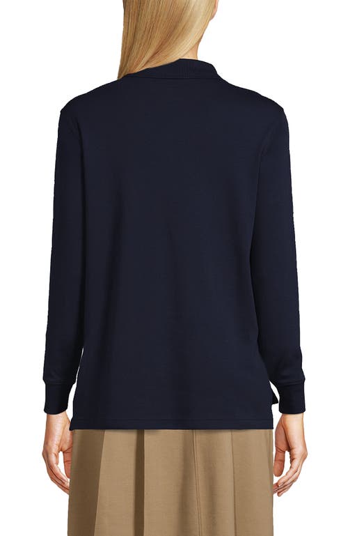 Shop Lands' End School Uniform  Tall Long Sleeve Interlock Polo Shirt In Classic Navy