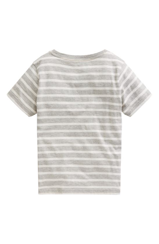 Shop Mini Boden Kids' Stripe Jeep Appliqué Cotton T-shirt In Grey Marl/ Ivory Stripe Jeep