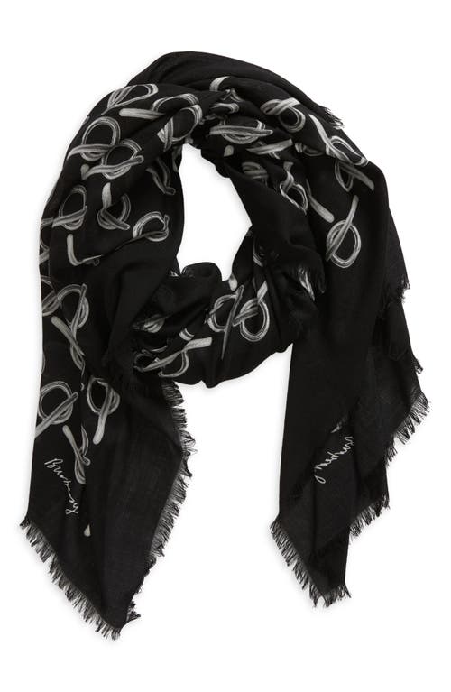 burberry 'b' Wool Woven Scarf in Silver at Nordstrom