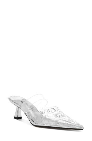 London Rag Holin Rhinestone Logo Pointed Toe Pump In Silver
