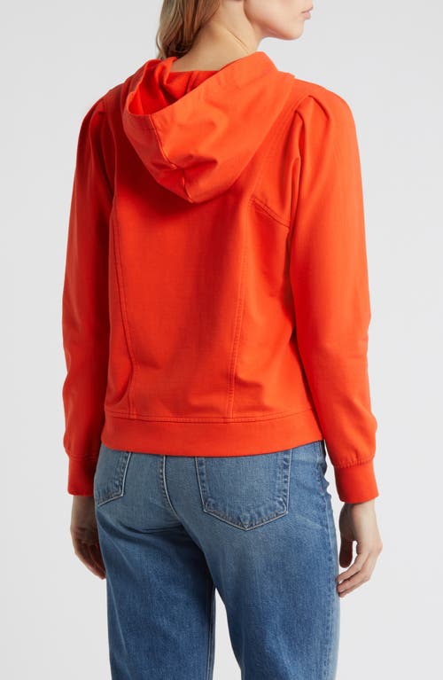 Shop Caslonr Caslon(r) Pleat Sleeve Hoodie In Red Grenadine