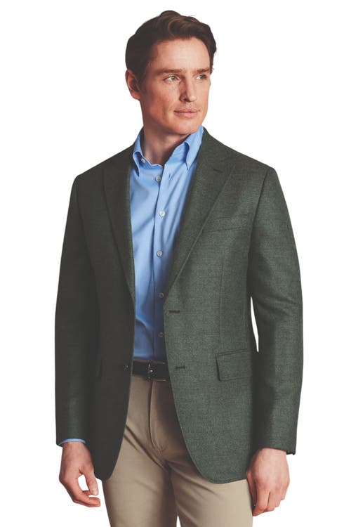 Charles Tyrwhitt Twill Wool Texture Slim Fit Jacket in Sage Green 