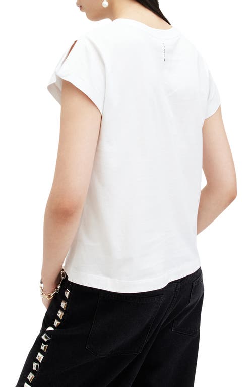 Shop Allsaints Rue Slit Sleeve Cotton T-shirt In Optic White