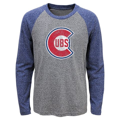 Youth Stitches Heathered Royal Chicago Cubs Raglan T-Shirt Heather Royal