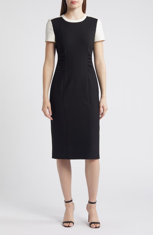 Shop Hugo Boss Boss Dufeva Colorblock Sheath Dress In Black