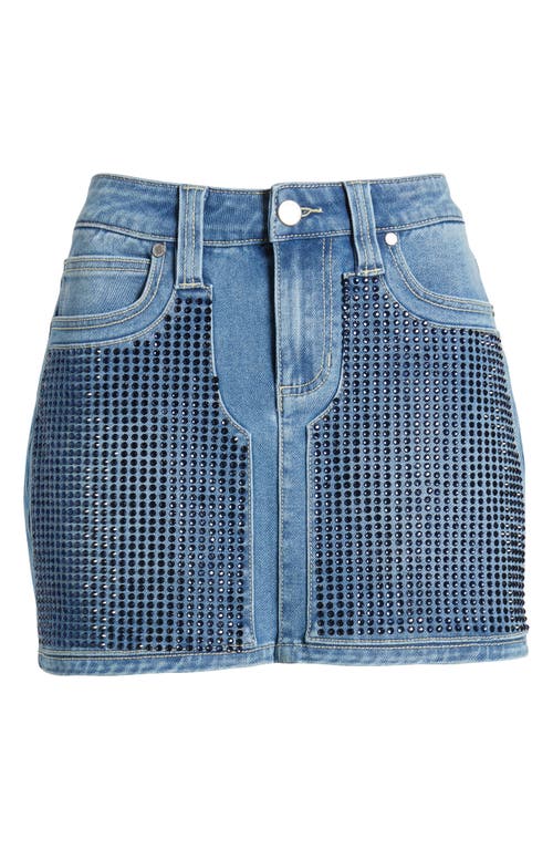 Shop Ptcl Rhinestone Denim Miniskirt In Indigo