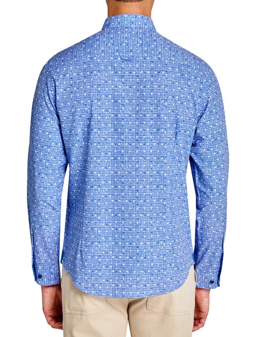 Brooklyn Brigade Denim Dot Recycled 4-way Stretch Performance Long Sleeve Shirt In Blue