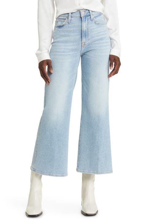 Jo high-rise flared cropped jeans in blue - 7 For All Mankind