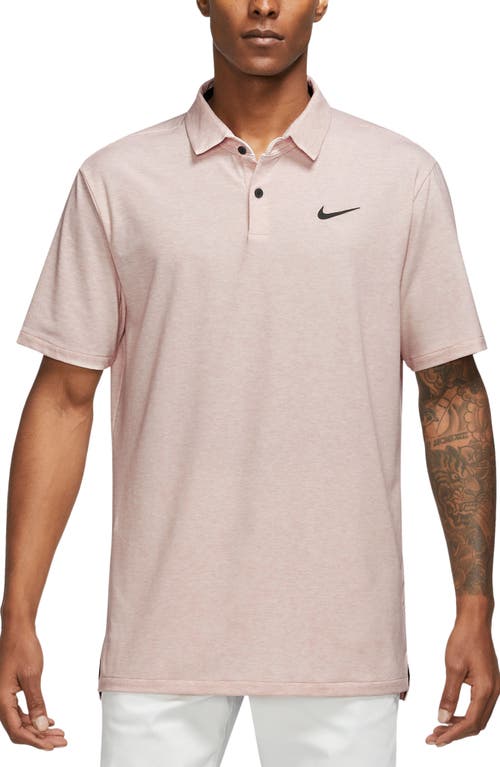 Nike Golf Dri-fit Heathered Golf Polo In Pink Oxford/black