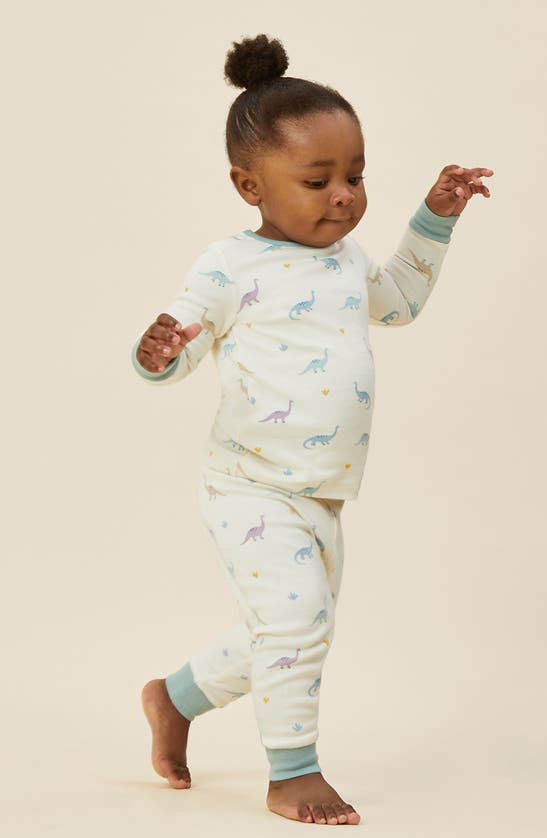 Shop Mori Dino Print Two-piece Fitted Pajamas