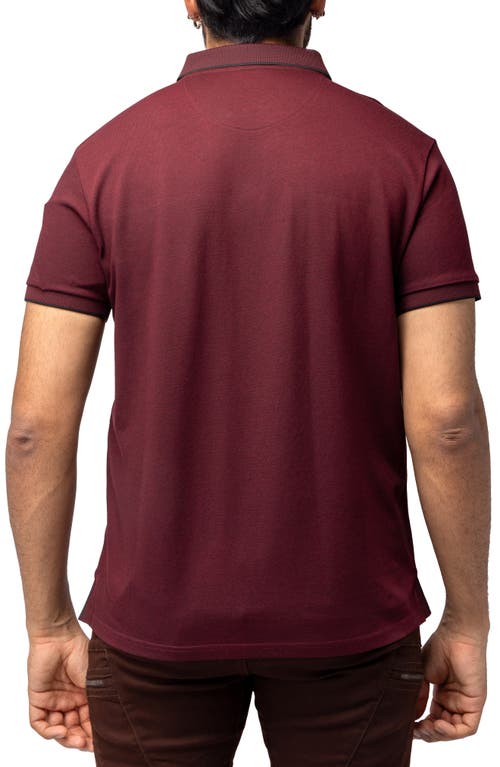 X-ray Men's Short Sleeve Pieced Pique Tipped Polo In Burgundy