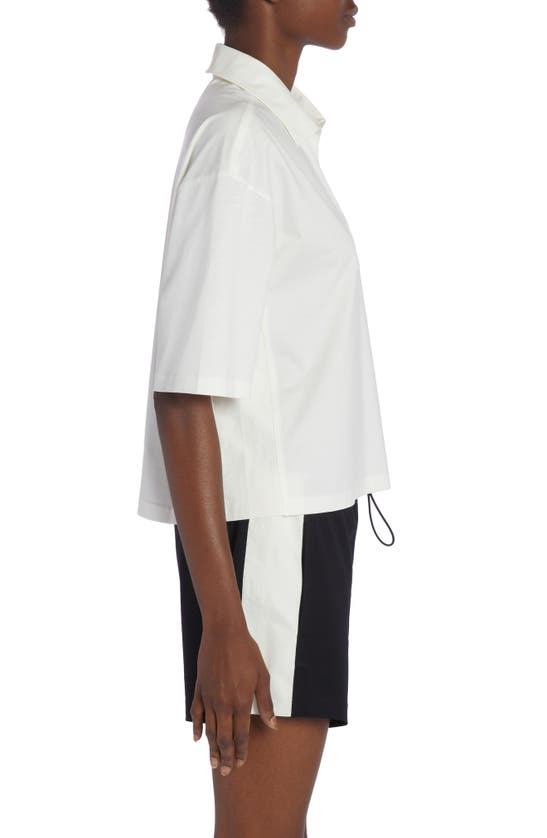 Shop Moncler Johnny Collar Cotton Popover Shirt In Silk White