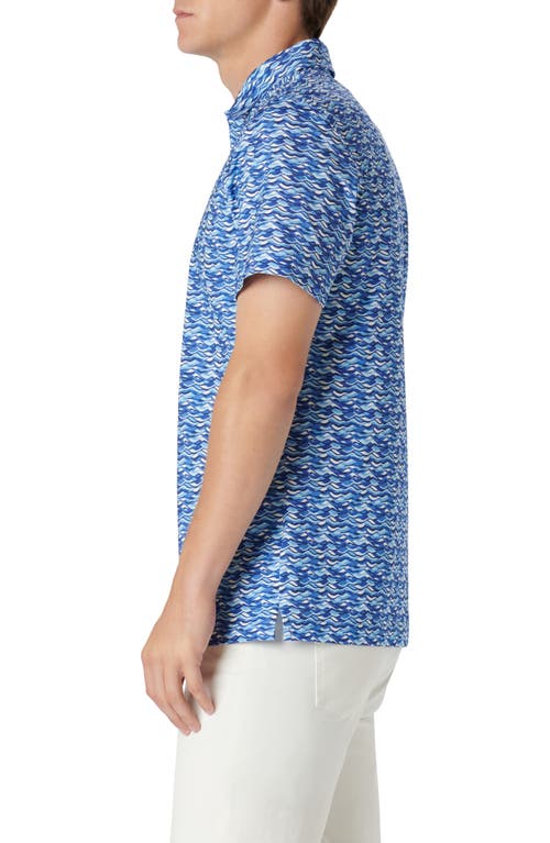 Shop Bugatchi Victor Ooohcotton® Wave Print Polo In Classic Blue