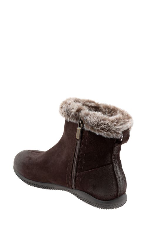 Softwalk ® Helena Faux Fur Trim Bootie In Dark Brown Suede