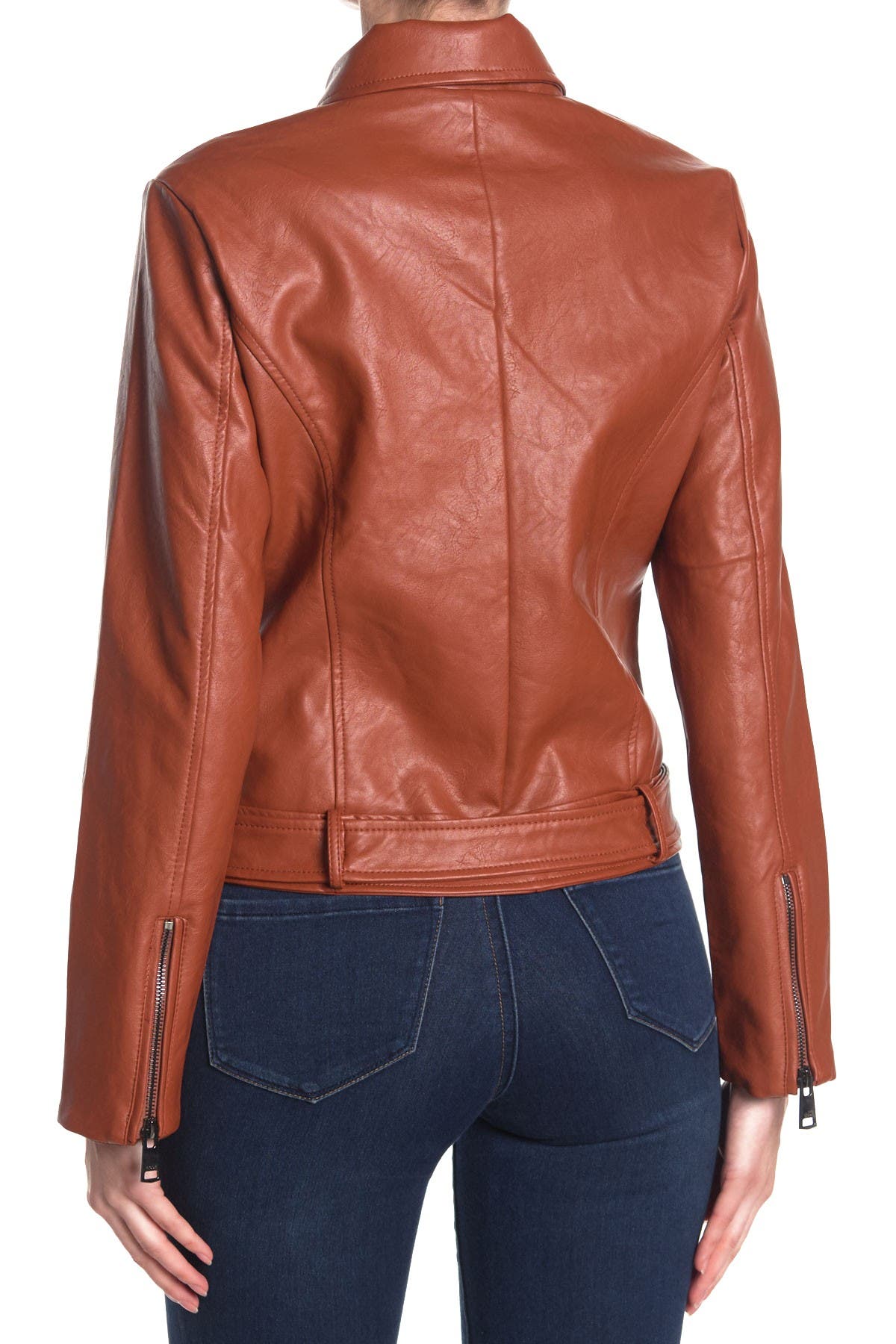Elodie Faux Leather Moto Jacket In Dark Red5