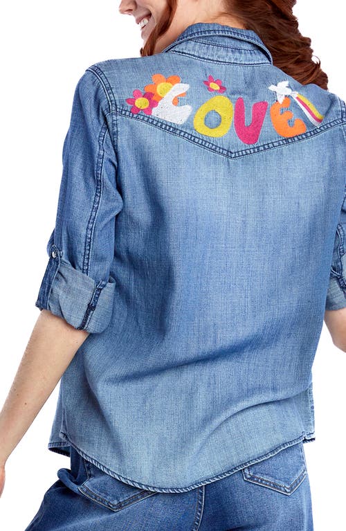 BILLY T BILLY T PEACE & LOVE EMBROIDERED BUTTON-UP SHIRT