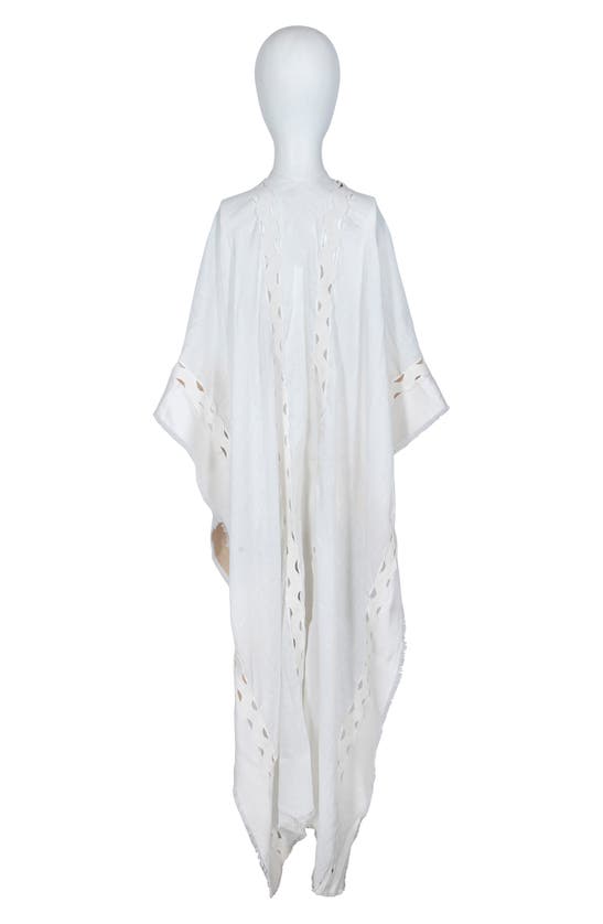 Shop Allsaints Clarissa Logo Trim Rickrack Linen Blend Ruana In White