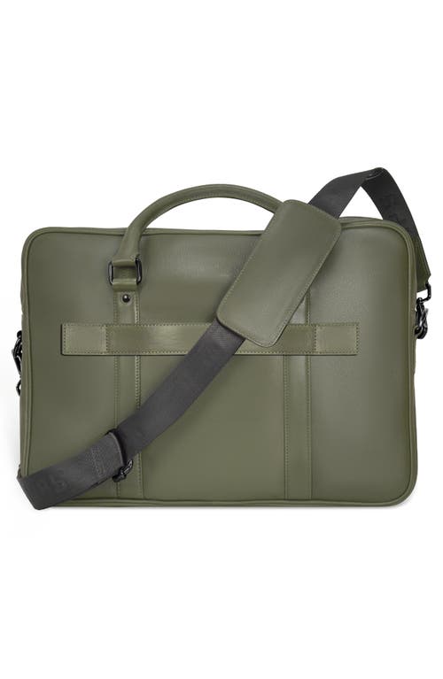 Champs Compact Leather Slim Briefcase In Khaki