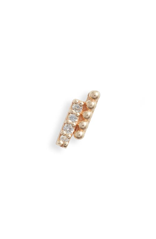 Anzie Dew Drop Marine Deux Single Bar Stud Earring In Gold/diamond/right
