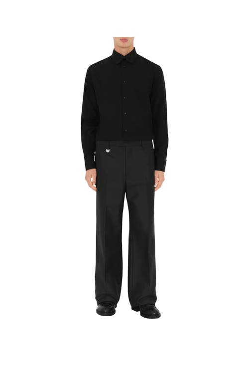 Burberry Tailored Shirt With Curved Hem And Point Collar In Black