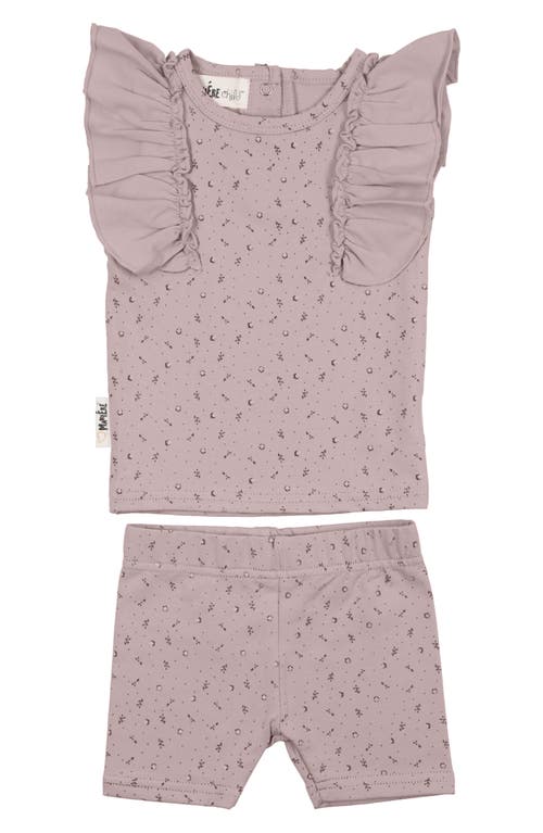 Manière Petals & Polka Dots Flutter Sleeve Top Shorts Set Mauve at Nordstrom,