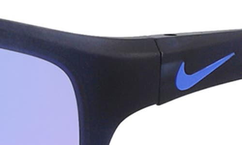 Shop Nike Adrenaline 64mm Rectangular Sunglasses In Matte Obsidian/violet Mirror