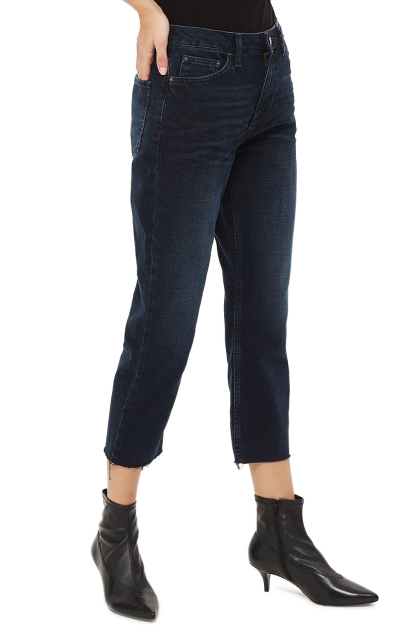 raw hem straight leg jeans topshop