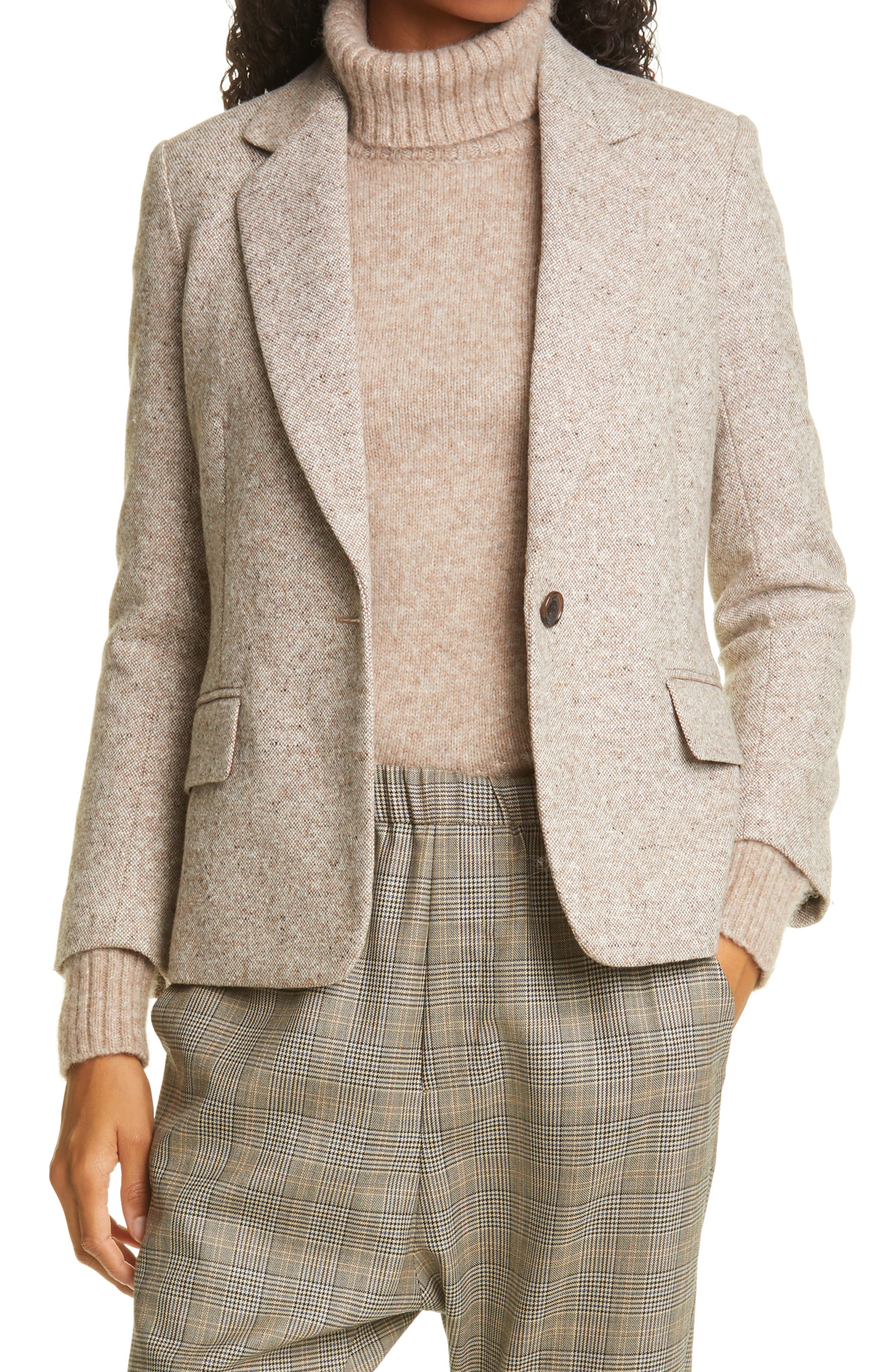 wool blend blazer womens