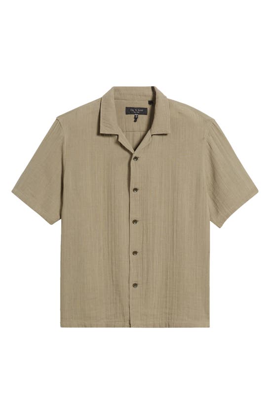 Shop Rag & Bone Avery Cotton Short Sleeve Button-up Shirt In Vetiver