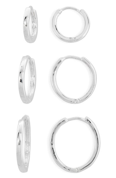 Sterling Forever Bamboo Huggie Earrings in Silver at Nordstrom Rack