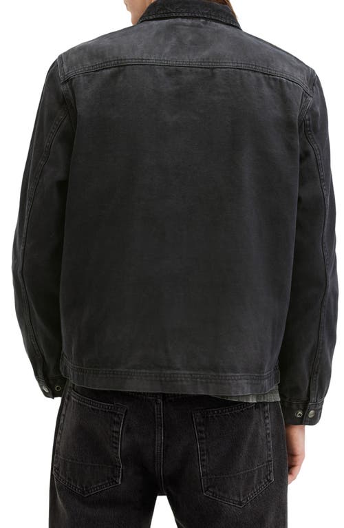 Shop Allsaints Rothwell Distressed Denim Jacket<br /> In Washed Black