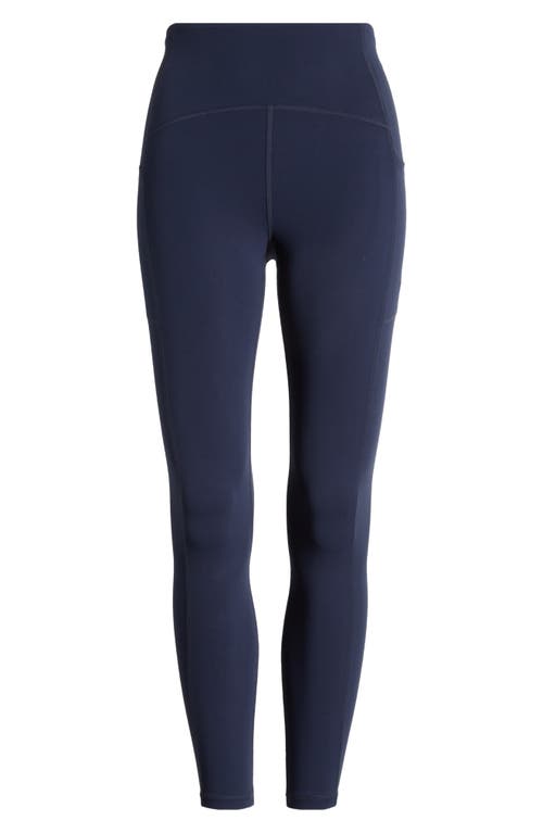 Zella Luxe Rib High Waist Leggings In Navy Sapphire