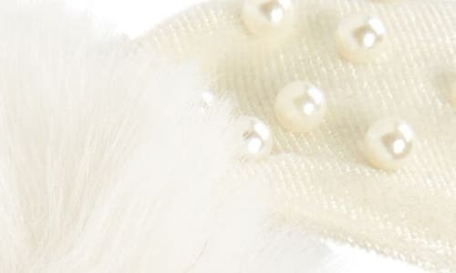 Surell Kids' Imitation Pearl Embellished Faux Fur Earmuffs In Ivory/ivory