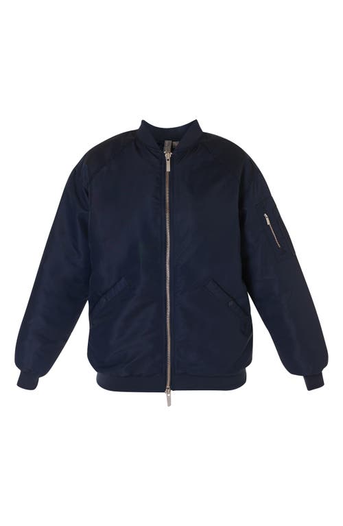 Shop Sweaty Betty Cityscape Longline Bomber Jacket In Navy Blue