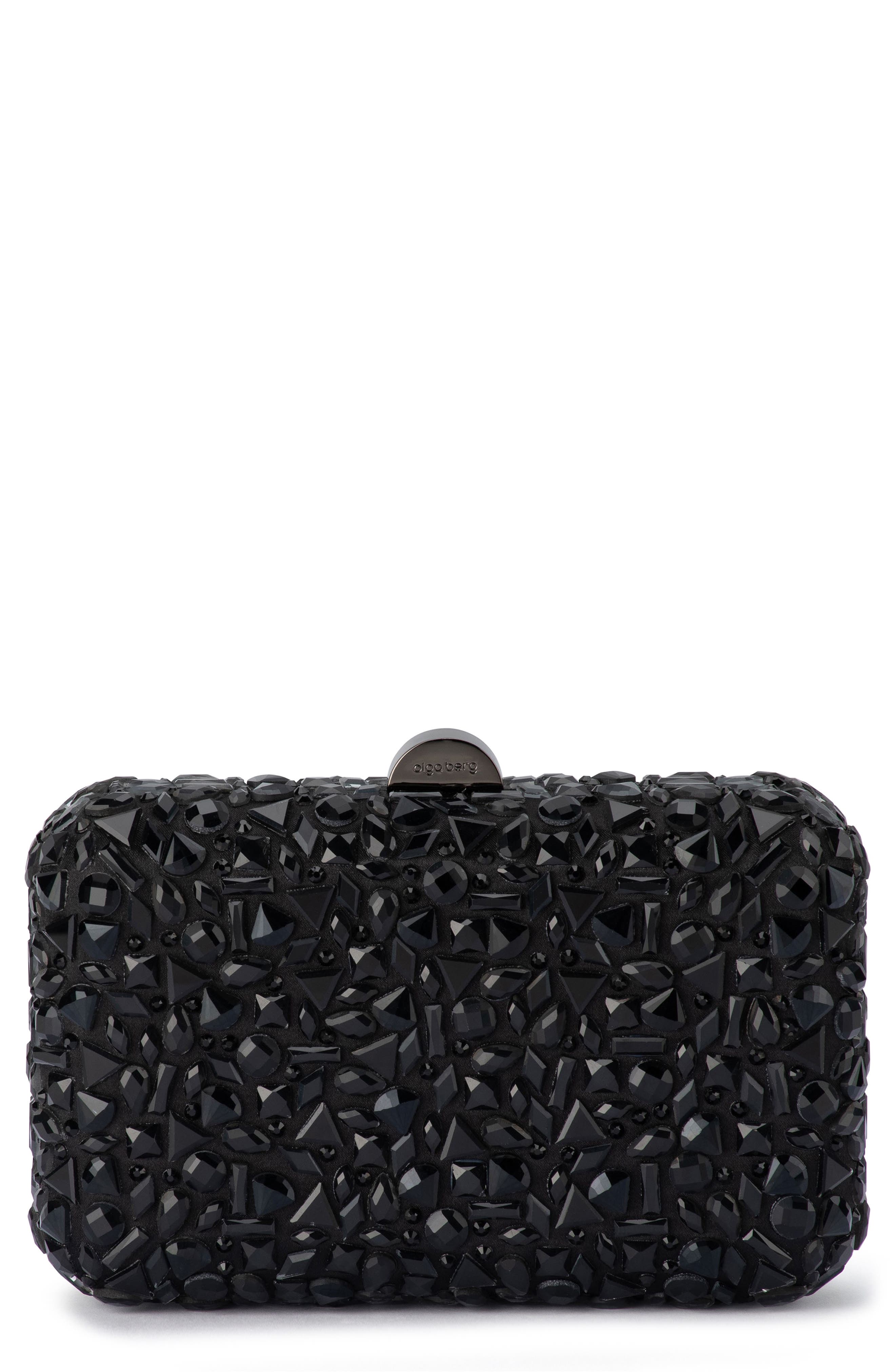 Olga Berg Aviva Crystal Frame Clutch in Black Cover